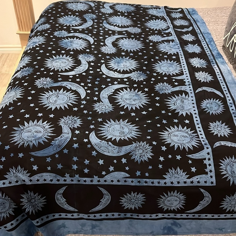 Gypsy Rose Celestial Moon Sun Star Printed Table Cover Size 52X80